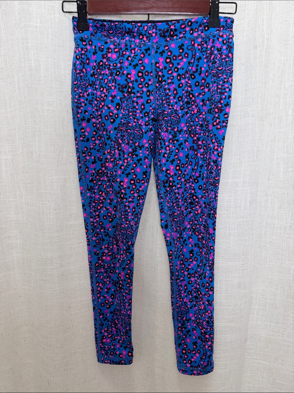 Lilly Pulitzer Luxletic Girls' Blue & Pink Printed Active Leggings Size Large